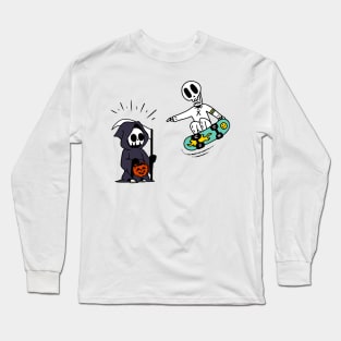 Halloween Skateboarding Skeleton Long Sleeve T-Shirt